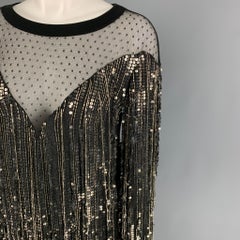 FAITH CONNEXION Size XS Black Gold Viscose Sequined Crew-Neck Dress Top