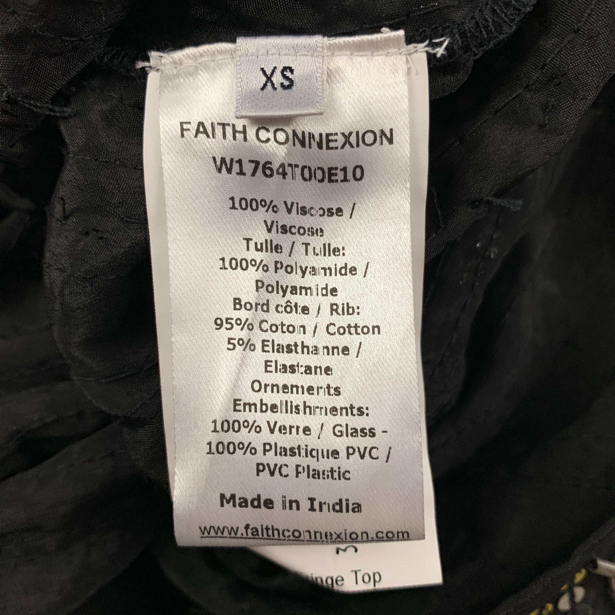 Women's FAITH CONNEXION Size XS Black Gold Viscose Sequined Crew-Neck Dress Top