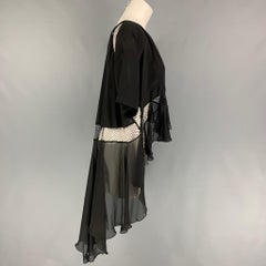 FAITH CONNEXION Size XS Black Silk Mixed Fabrics Asymmetrical Dress Top