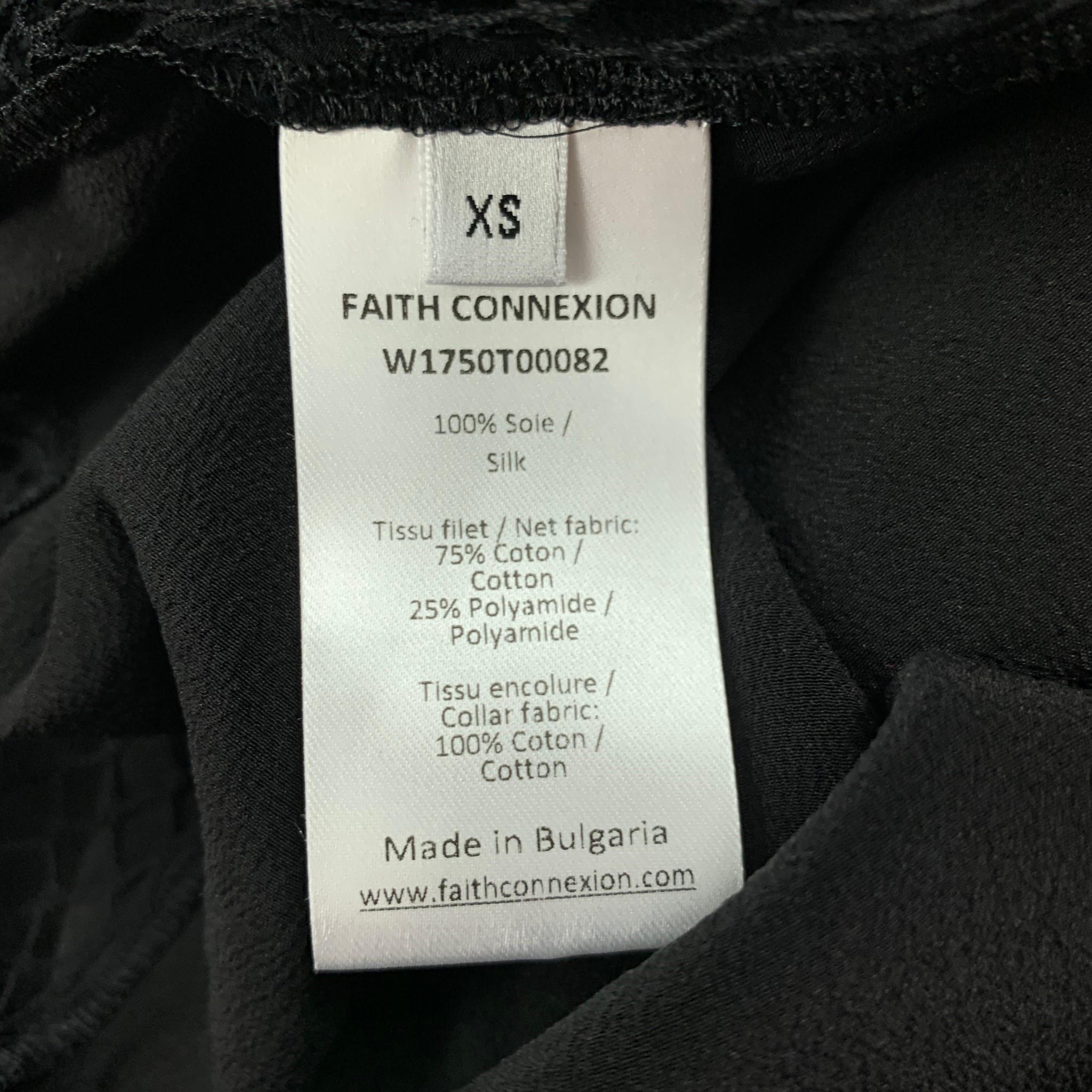 Women's FAITH CONNEXION Size XS Black Silk Mixed Fabrics Asymmetrical Dress Top