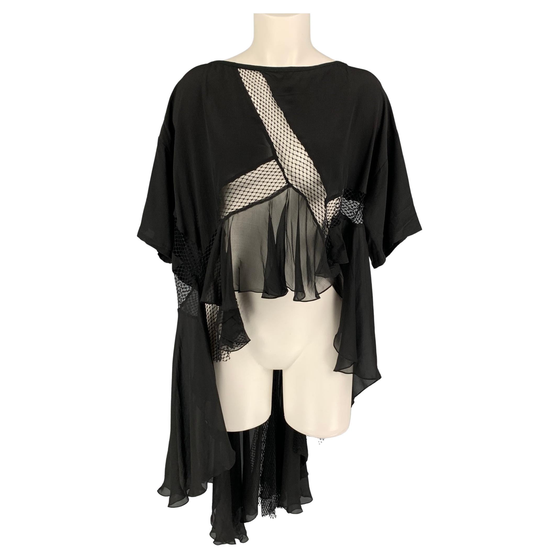 FAITH CONNEXION Size XS Black Silk Mixed Fabrics Asymmetrical Dress Top For  Sale at 1stDibs