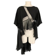 FAITH CONNEXION Size XS Black Silk Mixed Fabrics Asymmetrical Dress Top