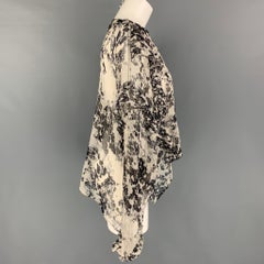 FAITH CONNEXION Size XS Black White Gold Silk Blend Marbled Ruffle Blouse