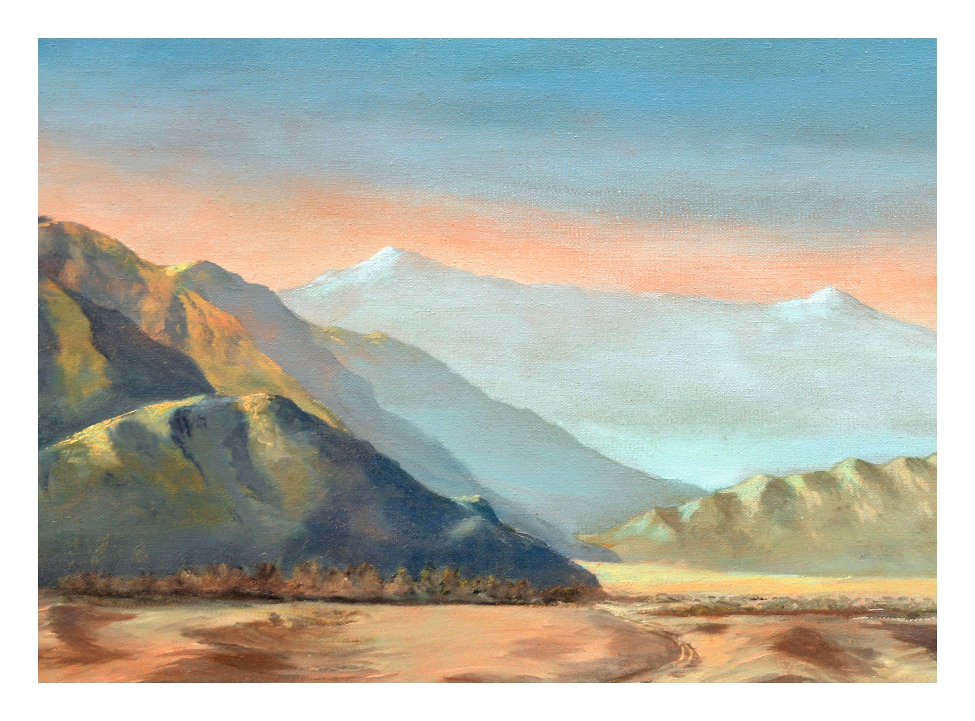 Paisaje montañoso desértico de mediados de siglo - Painting Contemporáneo de Faith Dougherty