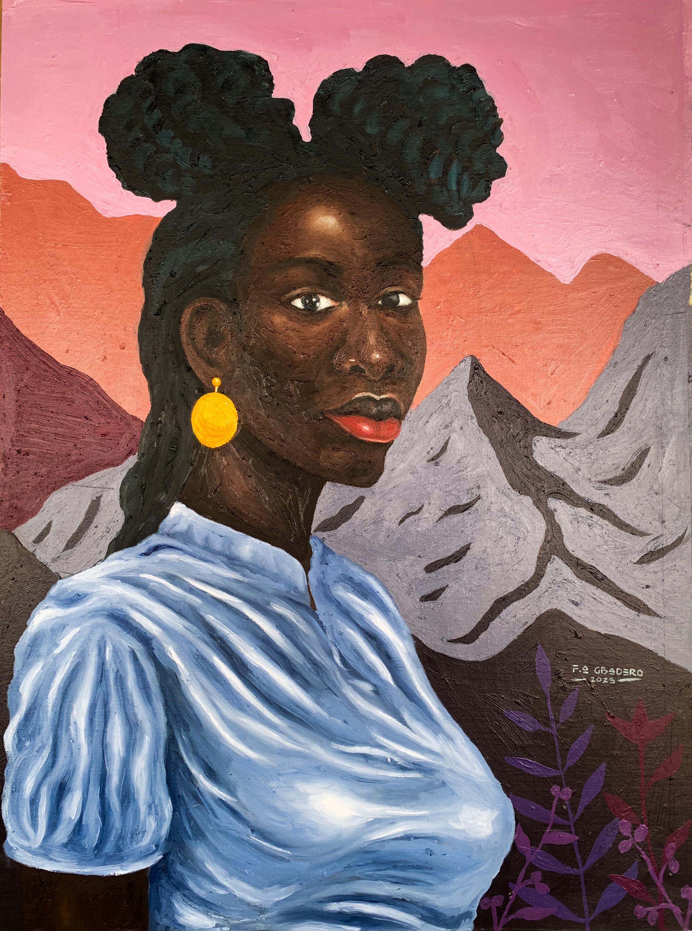 Adesewa - Siglo XXI, Contemporáneo, Retrato figurativo, Mujer moderna africana