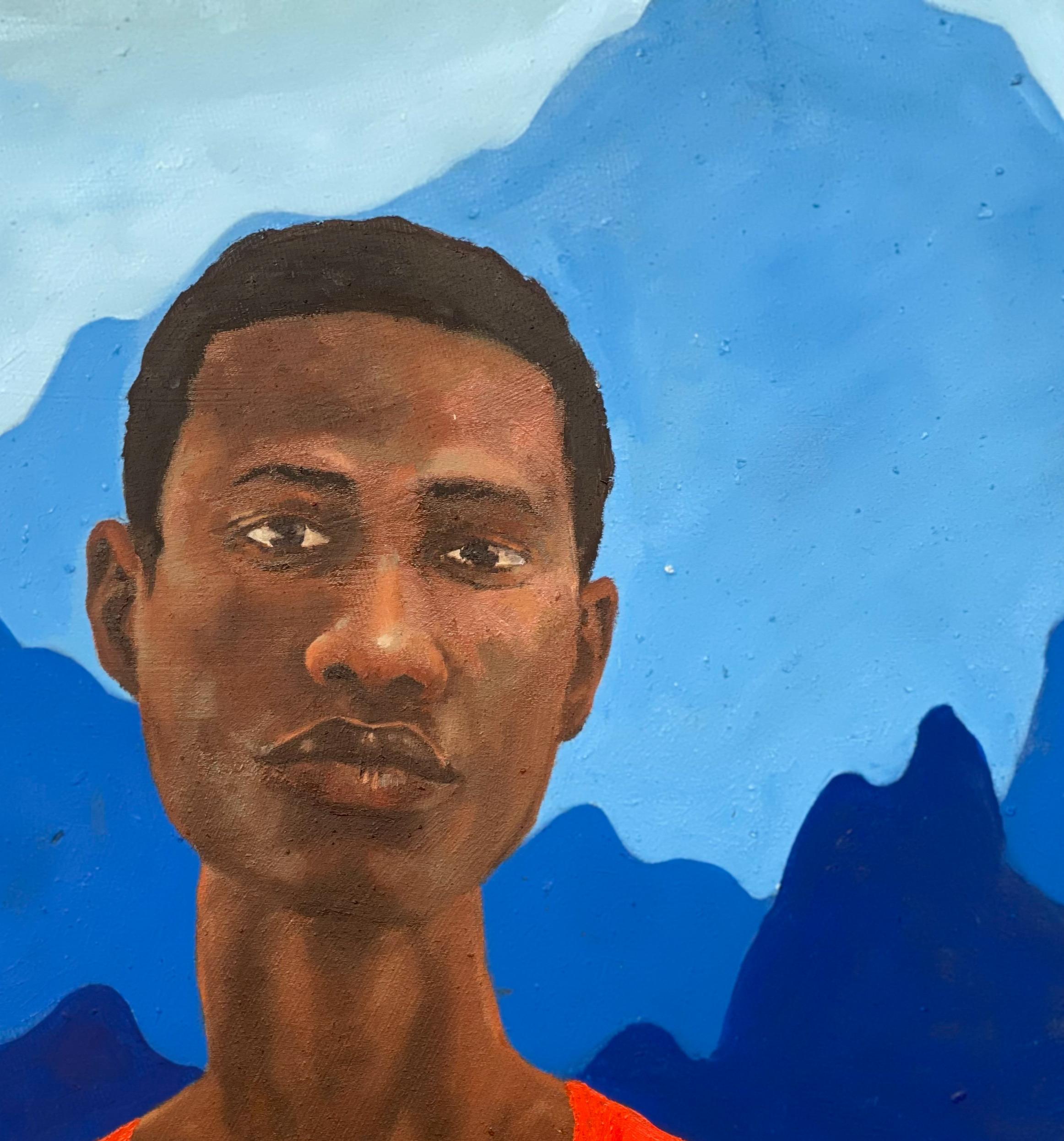 African Boy I - Expressionist Painting by Faith Gbadero