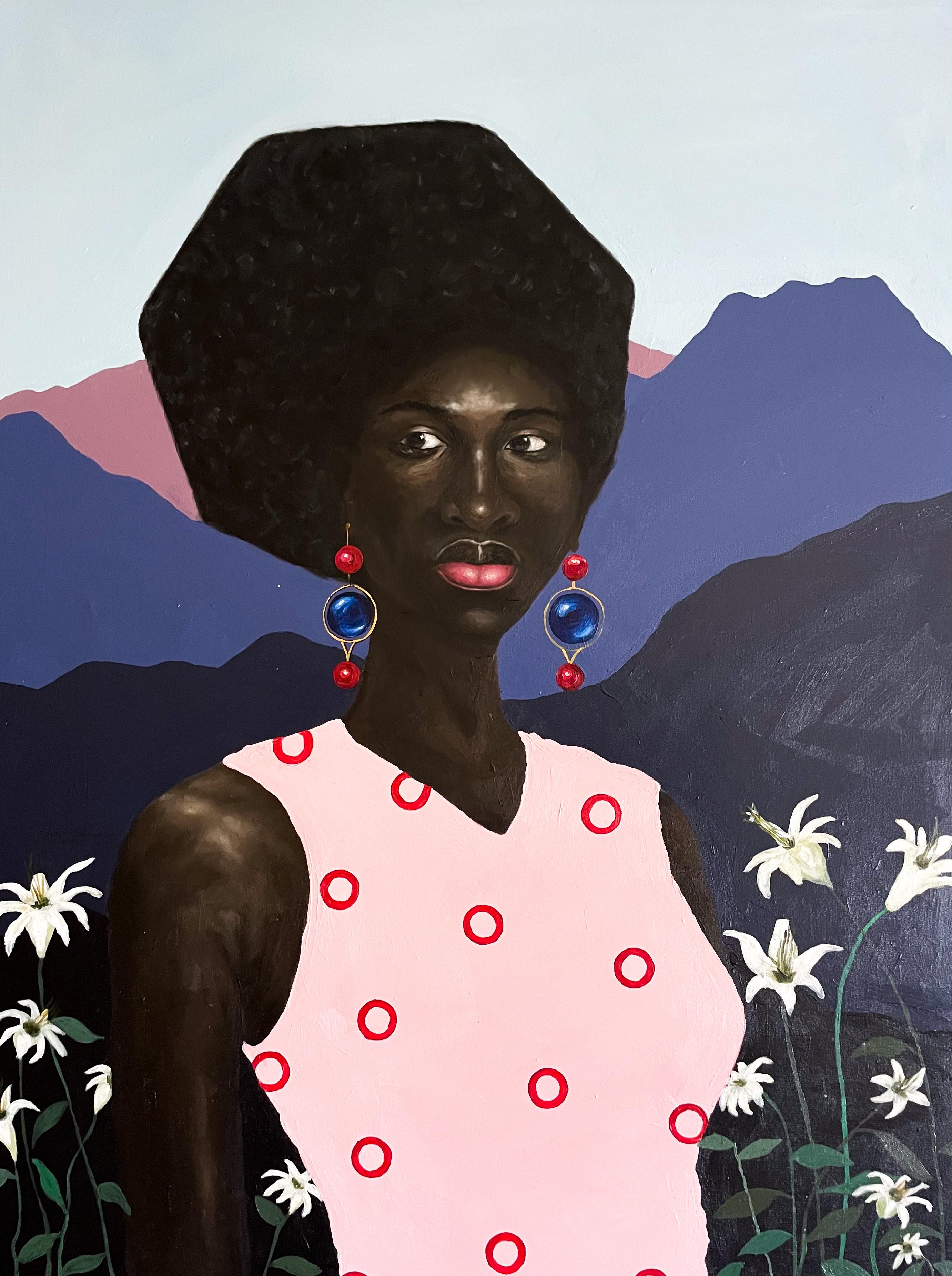 „Beauty We Carry 2“ – 21. Jahrhundert, zeitgenössisch, figuratives Porträt, Blumenmotiv