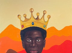 Il ragazzo re - XXI secolo, contemporaneo, ritratto figurativo, floreale, africano