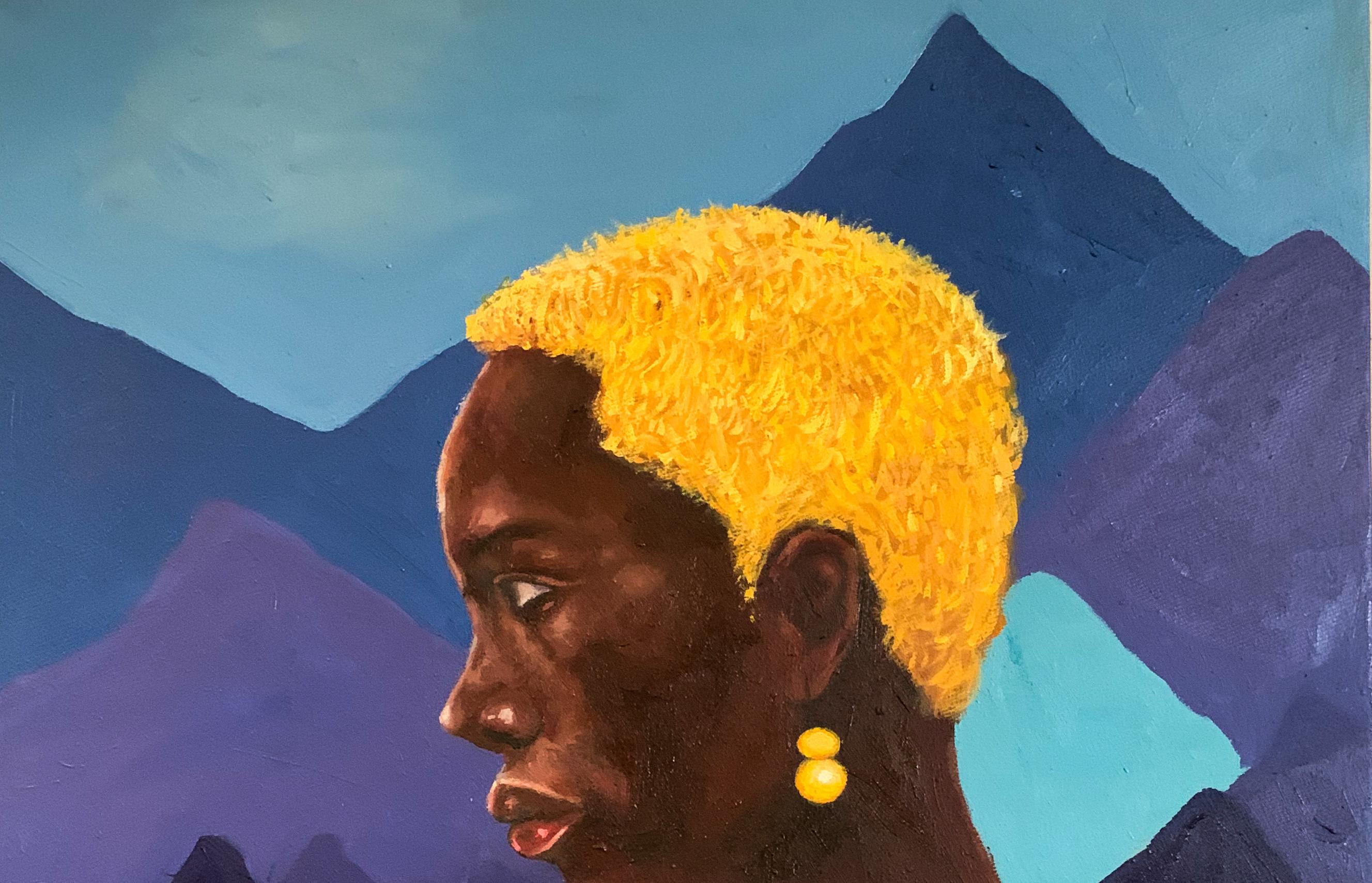 Echi della mente 1 - 21° secolo, Contemporaneo, Ritratto figurativo, Floreale - Painting di Faith Gbadero