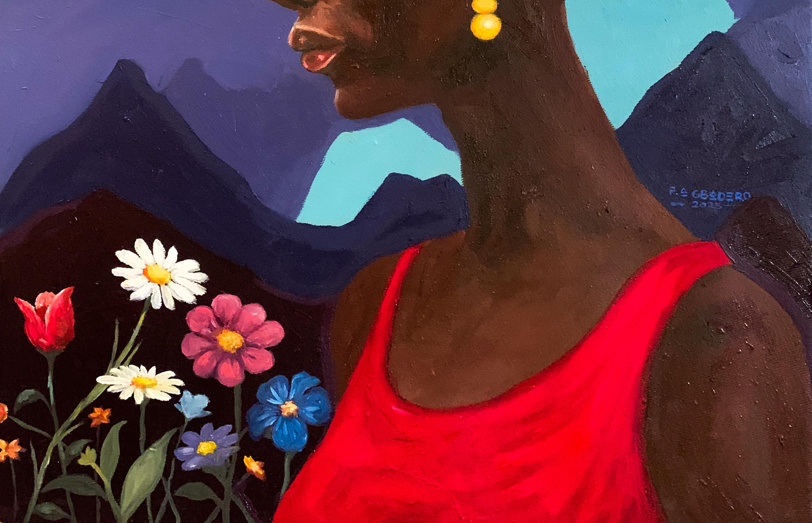 Echi della mente 1 - 21° secolo, Contemporaneo, Ritratto figurativo, Floreale - Painting Espressionista di Faith Gbadero