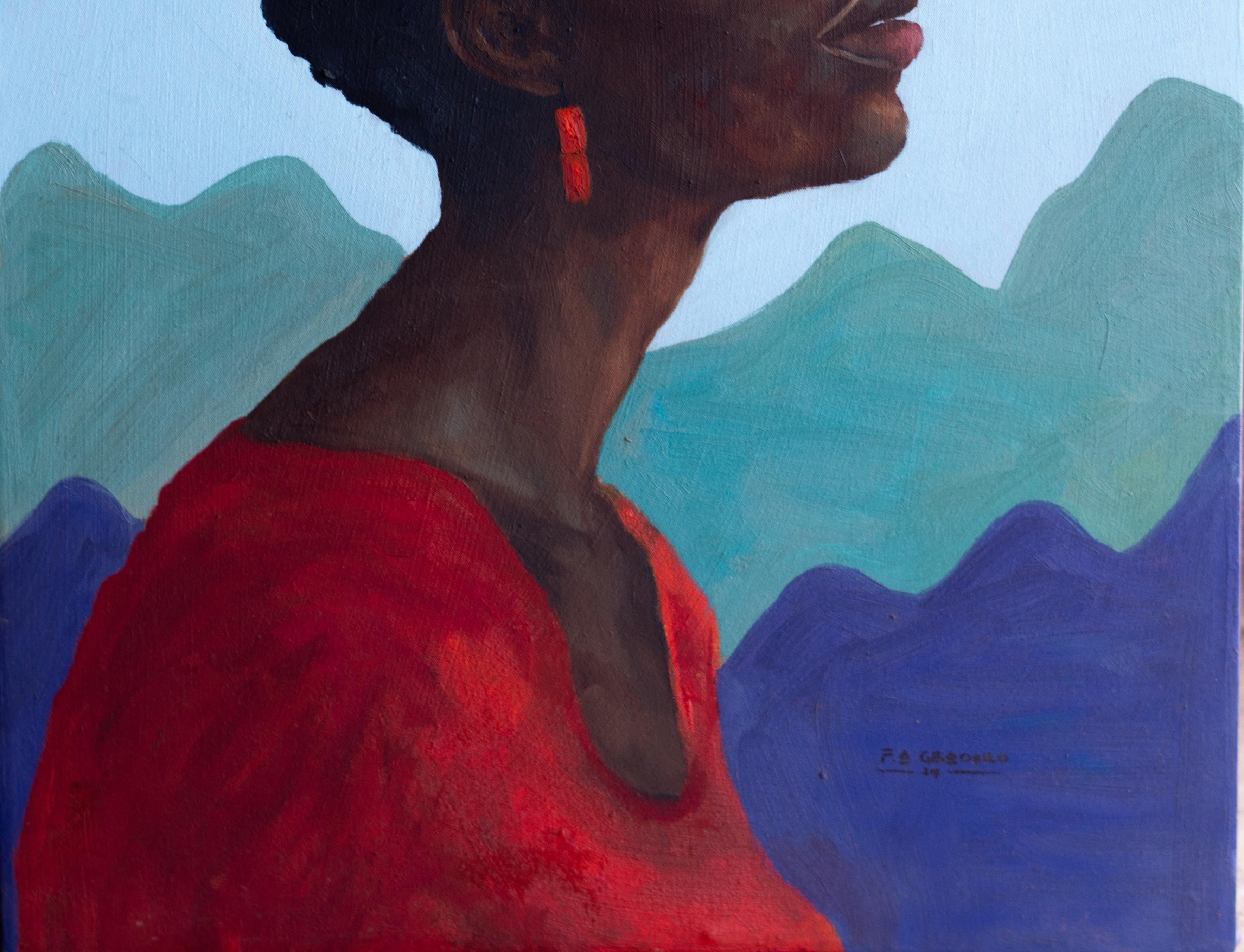 Echoes Within - 21e siècle, Contemporain, Portrait figuratif, Moderne, Femmes - Expressionniste Painting par Faith Gbadero