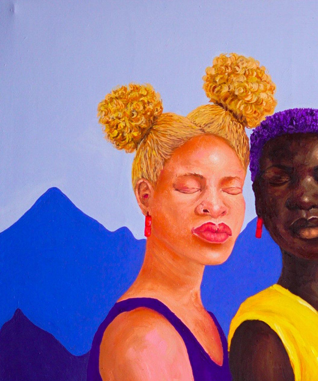 Amor y Vínculo 1 - Siglo XXI, Contemporáneo, Retrato Figurativo, Blanco, Negro - Painting de Faith Gbadero