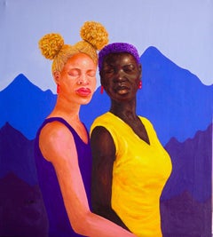 Amor y Vínculo 1 - Siglo XXI, Contemporáneo, Retrato Figurativo, Blanco, Negro