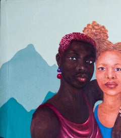 Love and Bond 2 - 21st Century, Contemporary, Figurative Portrait, Whites, Black