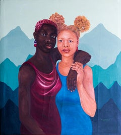 Amor y Vínculo 2 - Siglo XXI, Contemporáneo, Retrato Figurativo, Blanco, Negro