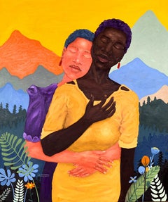 Love and Bond 3 - 21st Century, Contemporary, Figurative Portrait, Whites, Black