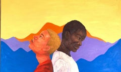 Love and Bond 4 - 21. Jahrhundert, Zeitgenössisch, Figuratives Porträt, Weiß, Schwarz