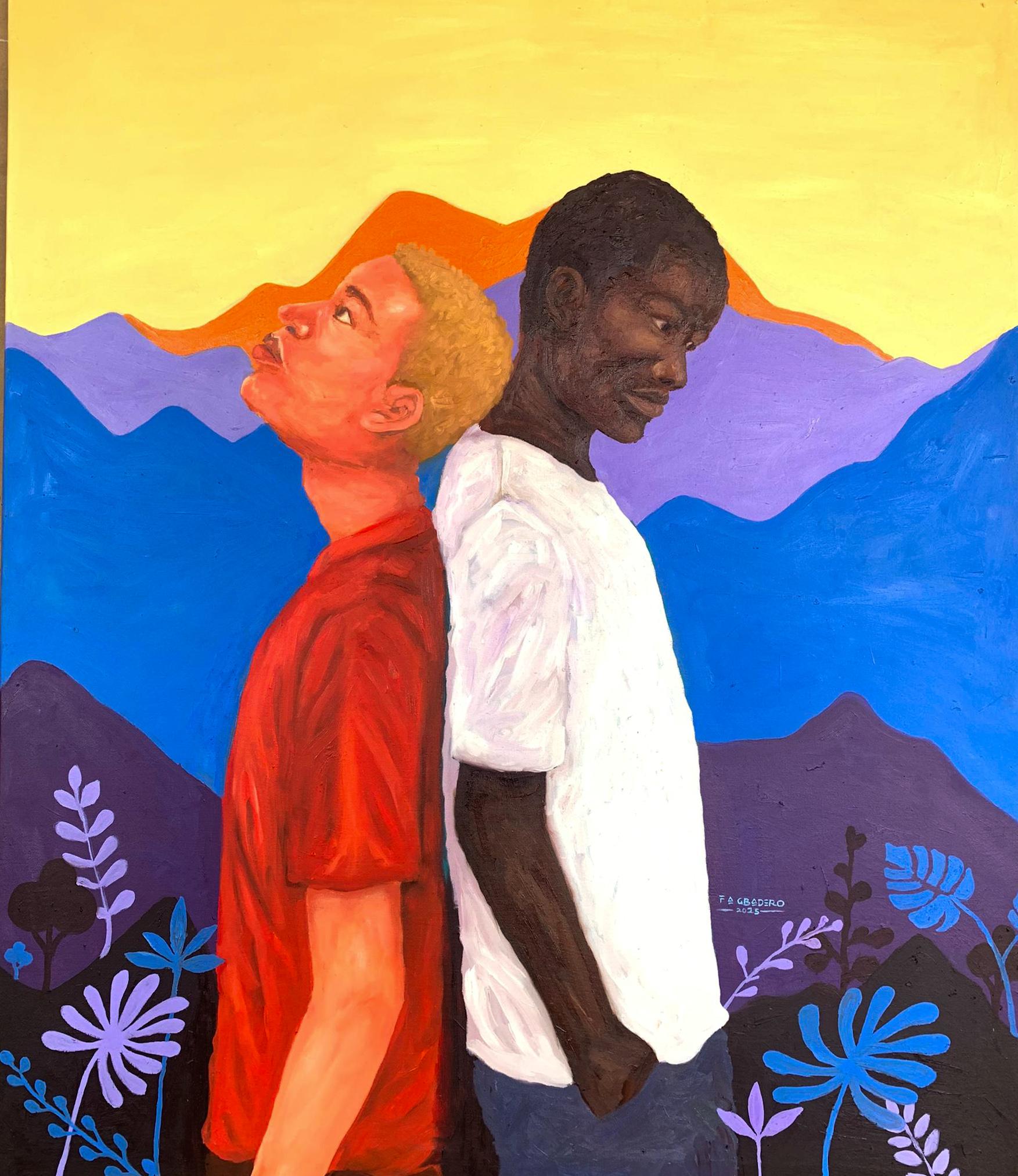 Faith Gbadero Figurative Painting - Love and Bond 4 - 21st Century, Contemporary, Figurative Portrait, Whites, Black