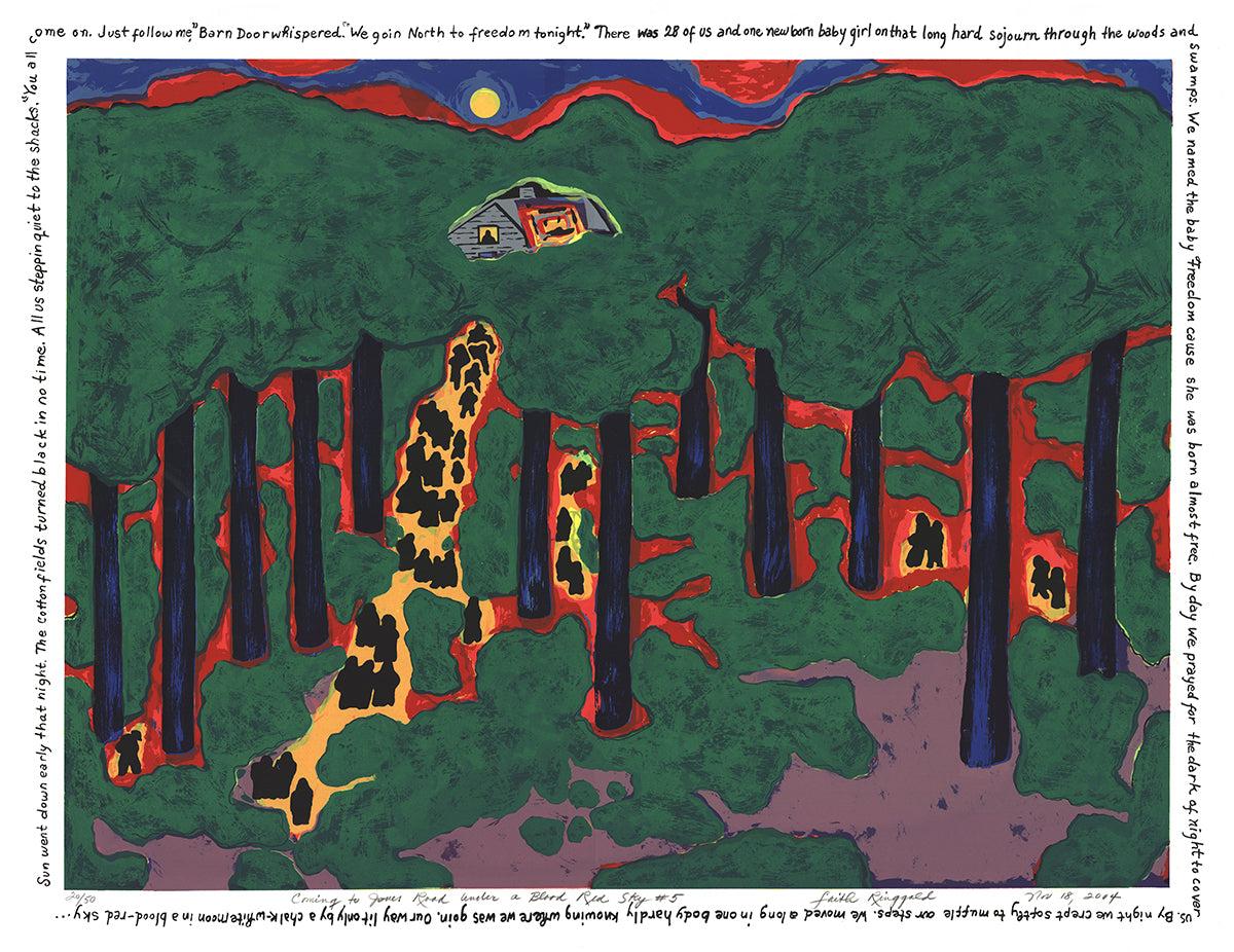 FAITH RINGGOLD Coming to Jones Road Under a Blood Red Sky #5, 2004 - Hand Signed - Print by Faith Ringgold