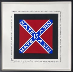 Hate is a Sin Flag (frame included) Signed silkscreen 26/60 African American art