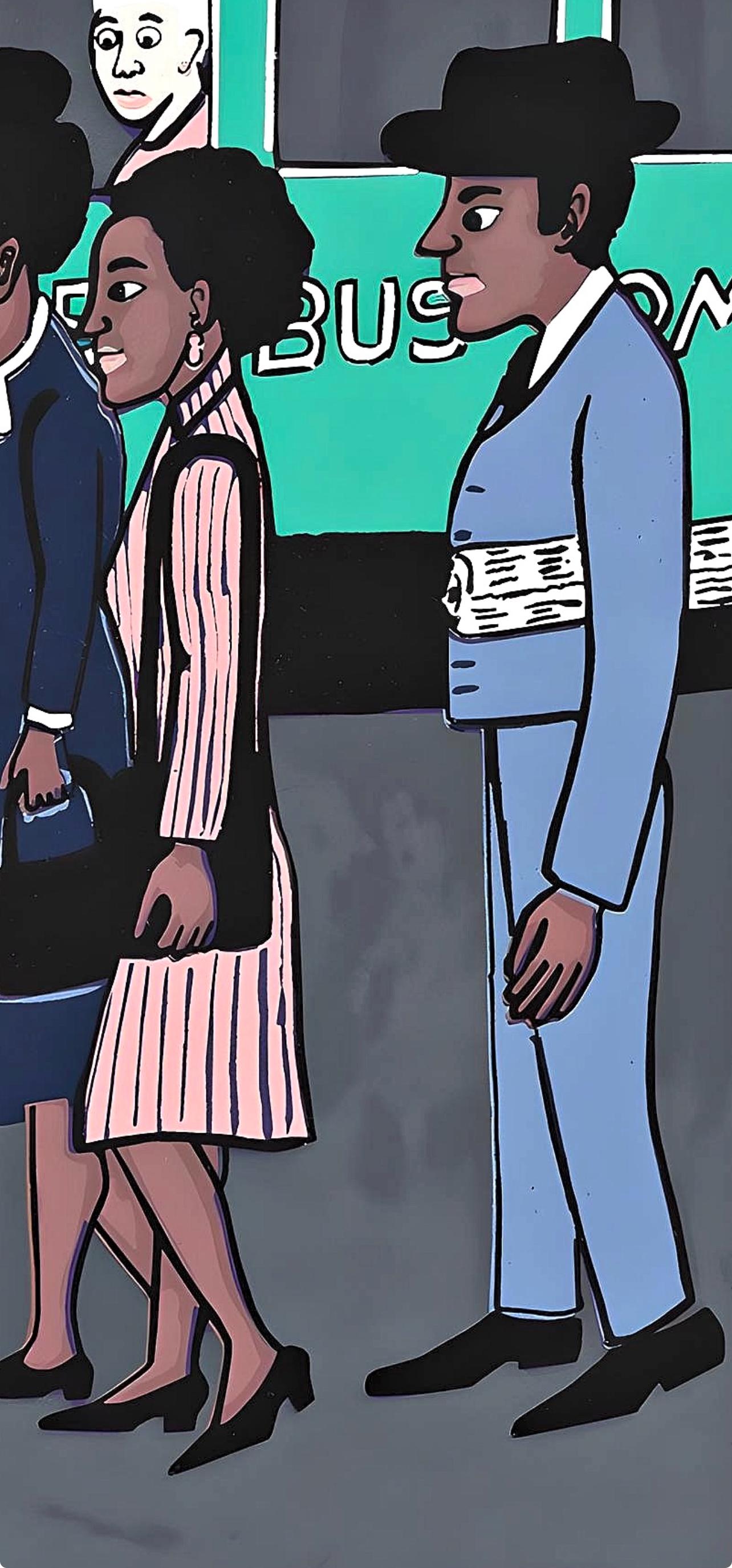 Boycott du Bus Montgomery, lettre du Birmingham City Jail - Noir Landscape Print par Faith Ringgold