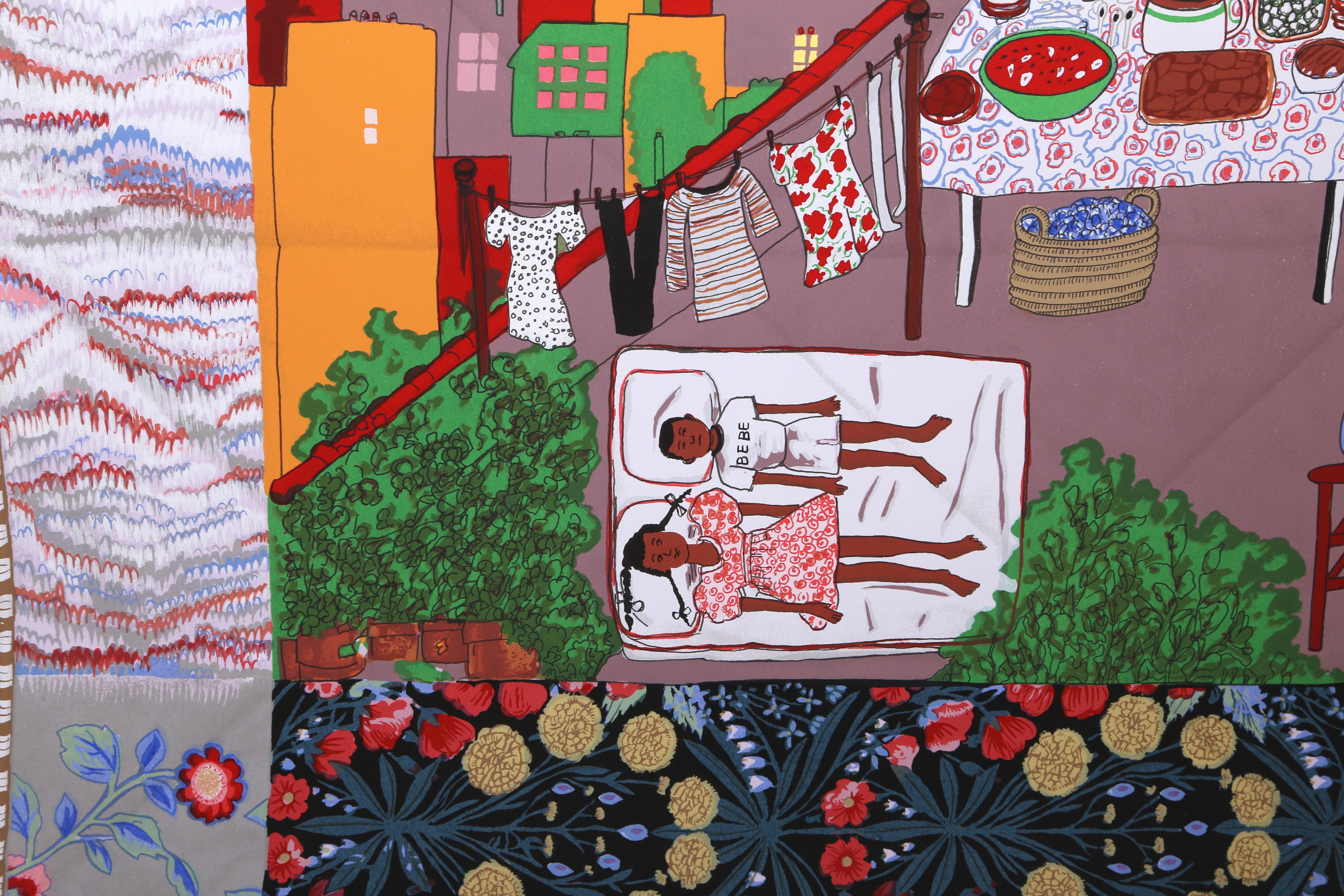 Artist: Faith Ringgold, American (1934 - )
Title: Tar Beach 2
Year: 2003
Medium: Screenprint, signed, numbered, dated, and titled in pencil 
Edition: 195
Image Size: 32.5 x 31.5 inches
Paper Size: 39 x 38 in. (99.06 x 96.52 cm)