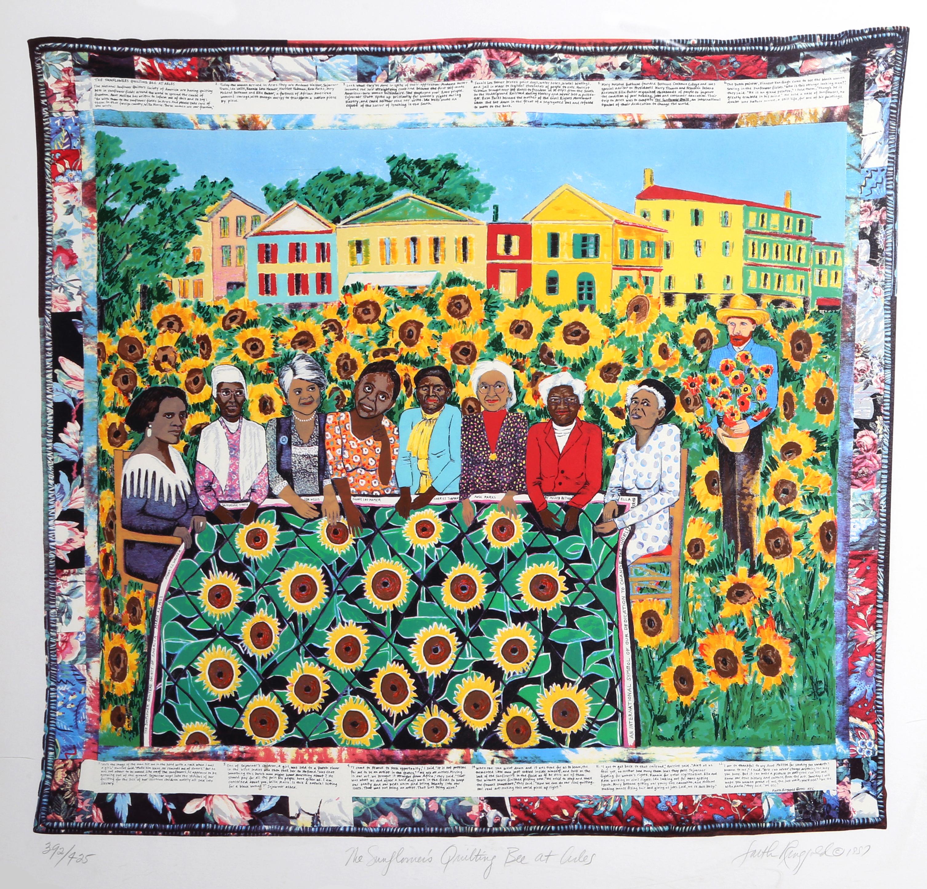 Faith Ringgold Figurative Print - The Sunflower's Quilting Bee at Arles