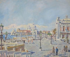 (1920-2008) Italian Post Impressionist signed LARGE Oil Painting VENICE Italy