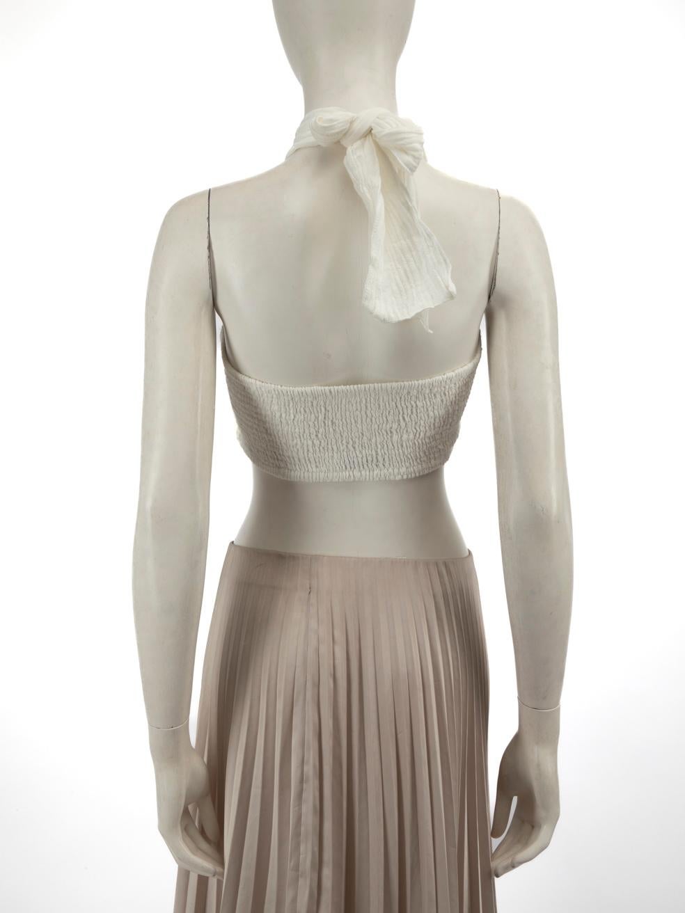 Gris Faithfull The Brand haut en lin blanc avec nœud, taille S en vente