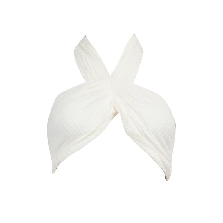 Faithfull The Brand Top in lino bianco con dettaglio a fiocco taglia S.S. White
