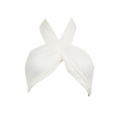 Faithfull The Brand Top in lino bianco con dettaglio a fiocco taglia S.S. White