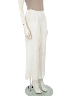 Faithfull The Brand White Linen Textured Trousers Size XS