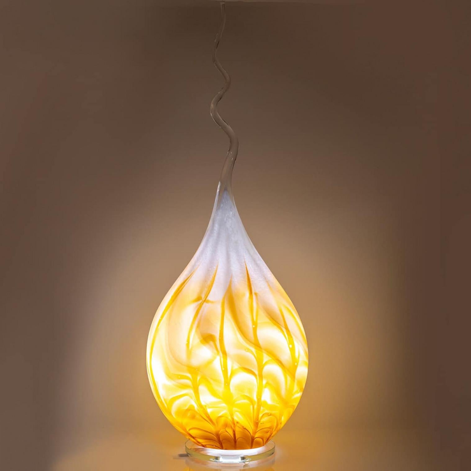 Faitmain Flame Vidrio Amarillo Naranja Claro, Francia Moderno de mediados de siglo en venta