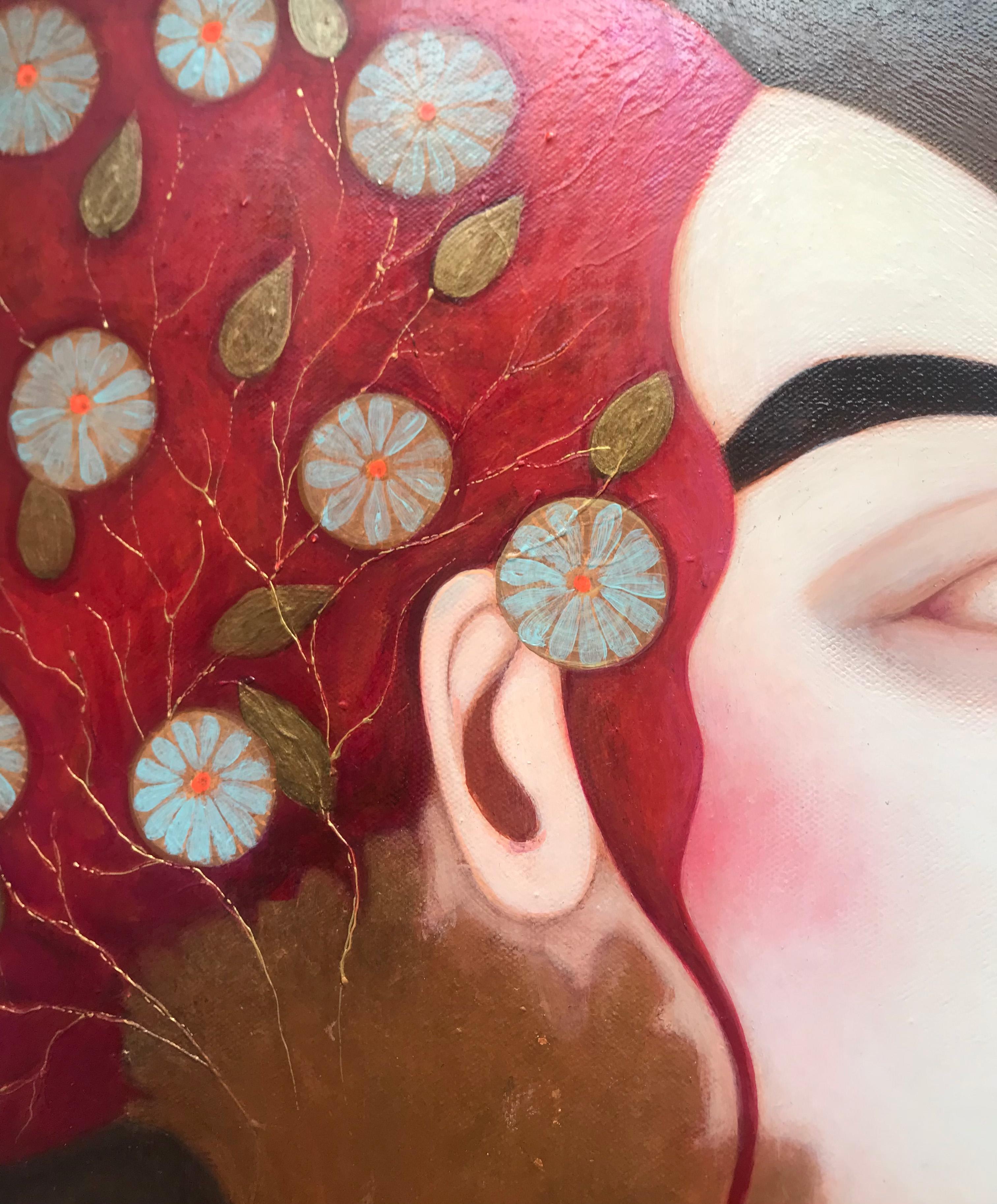 Racines rouges  - Romantique Painting par Faïza Maghni