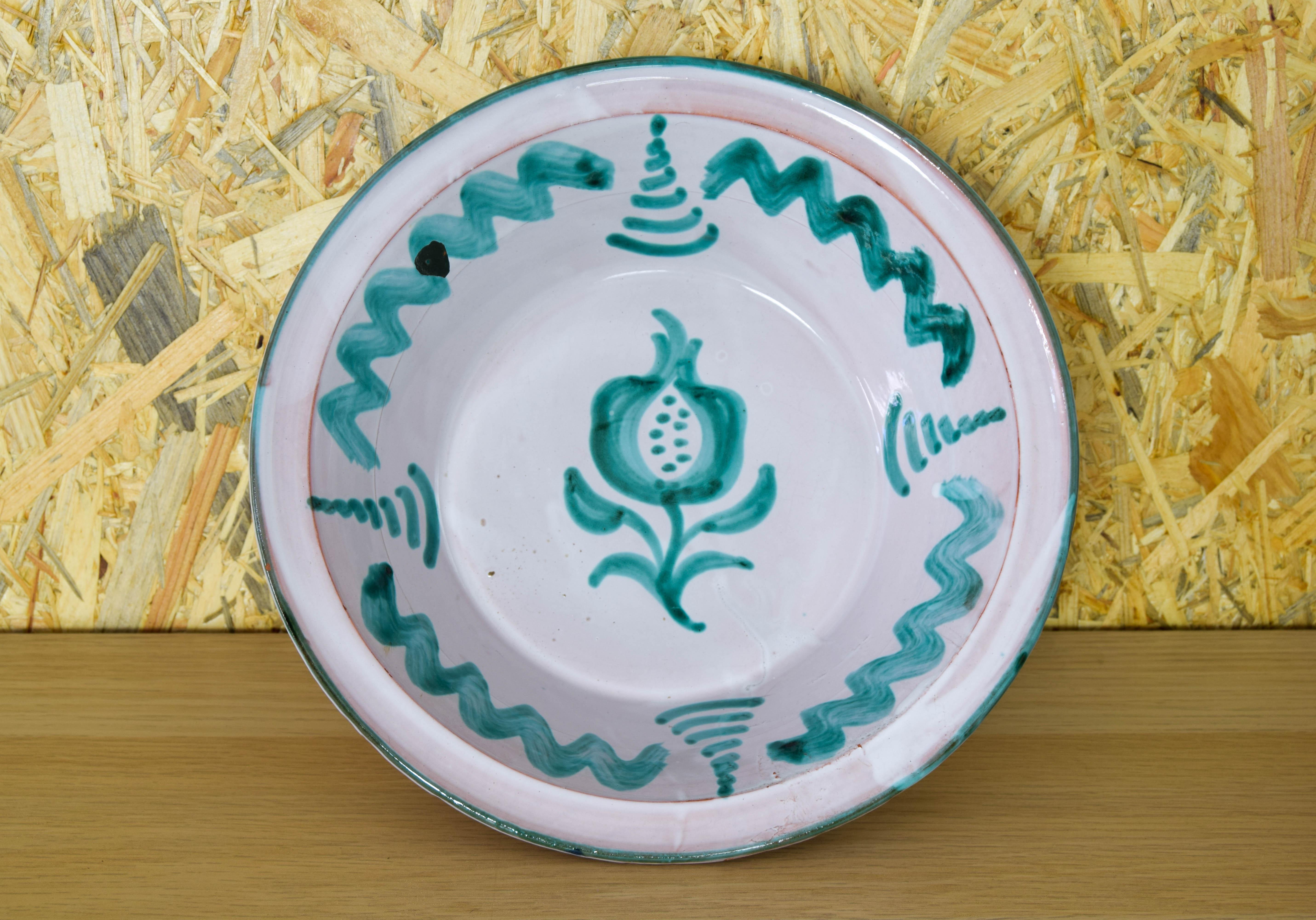 Fajalauza ceramic jug and Lebrillo bowl Spain 60s For Sale 1
