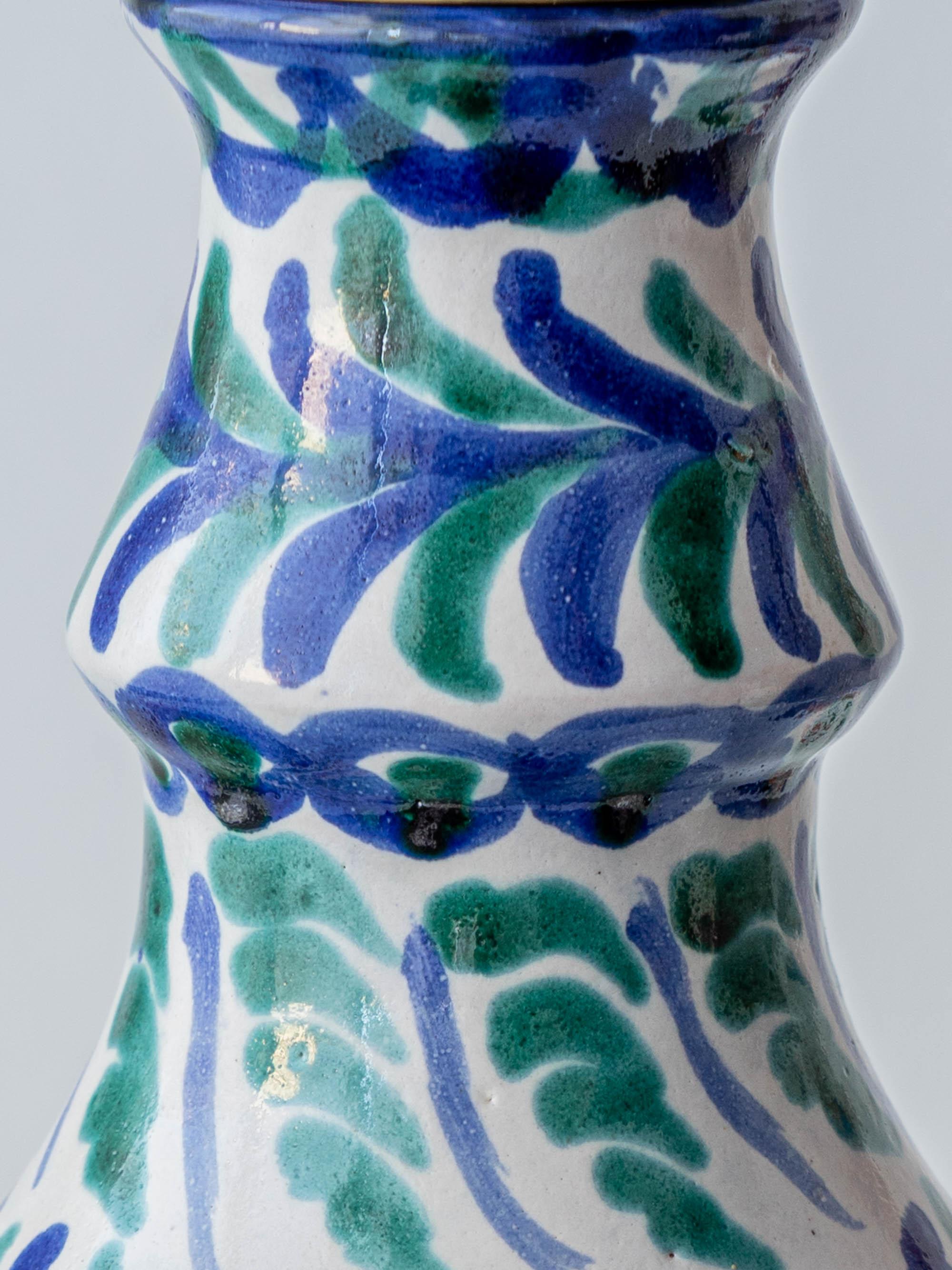 Lámpara de mesa de cerámica Fajalauza con pantalla tejida a mano, Granada, España en venta 3