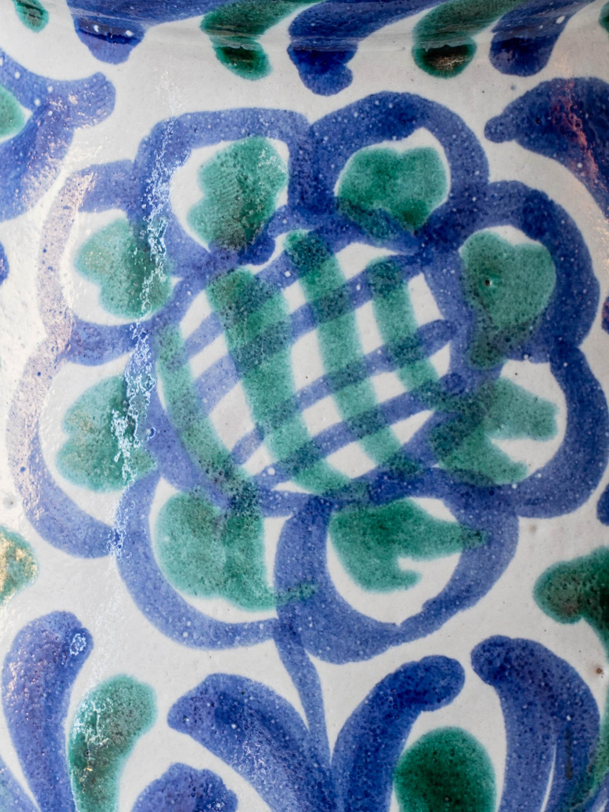 Lámpara de mesa de cerámica Fajalauza con pantalla tejida a mano, Granada, España en venta 6