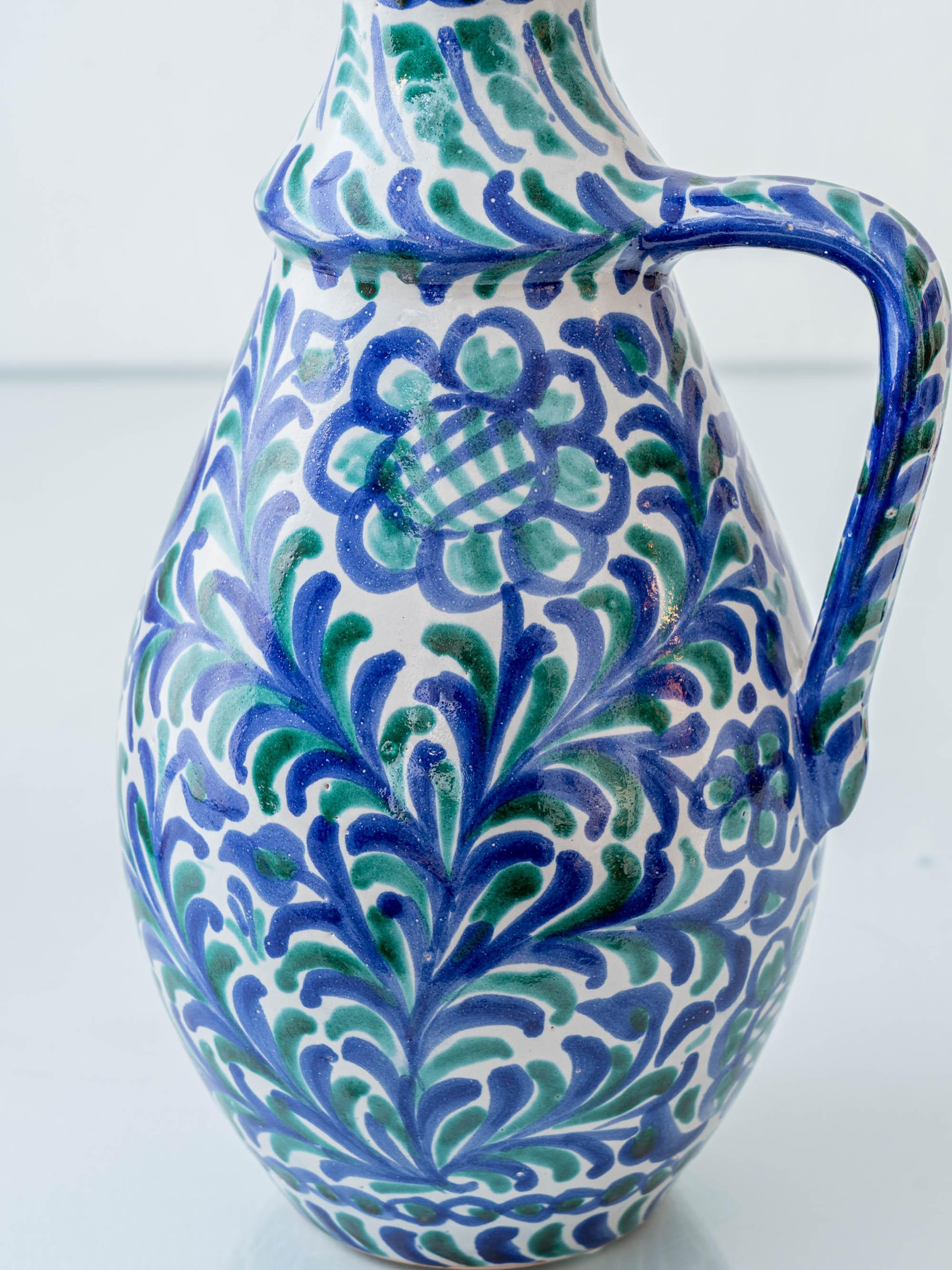 Lámpara de mesa de cerámica Fajalauza con pantalla tejida a mano, Granada, España en venta 1