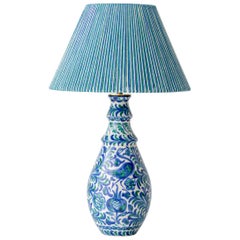 Fajalauza Ceramic Table Lamp With Hand-Woven Lampshade, Granada, Spain Fajalauza Ceramic Table Lamp With Hand-Woven Lampshade, Granada, Spain