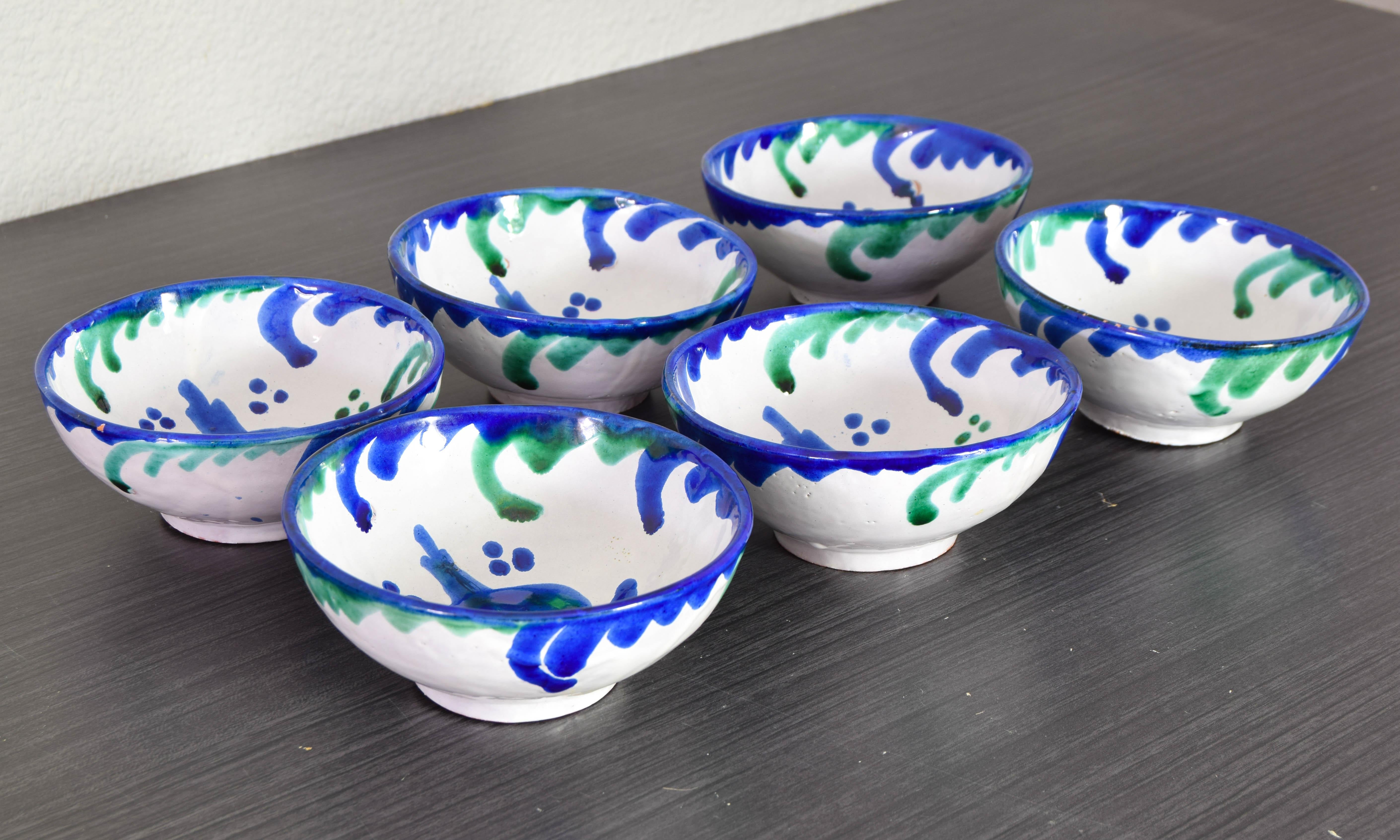 Fajalauza Handmade Set of Terracotta Ceramic Bowls, Granada Spain XX For Sale 1