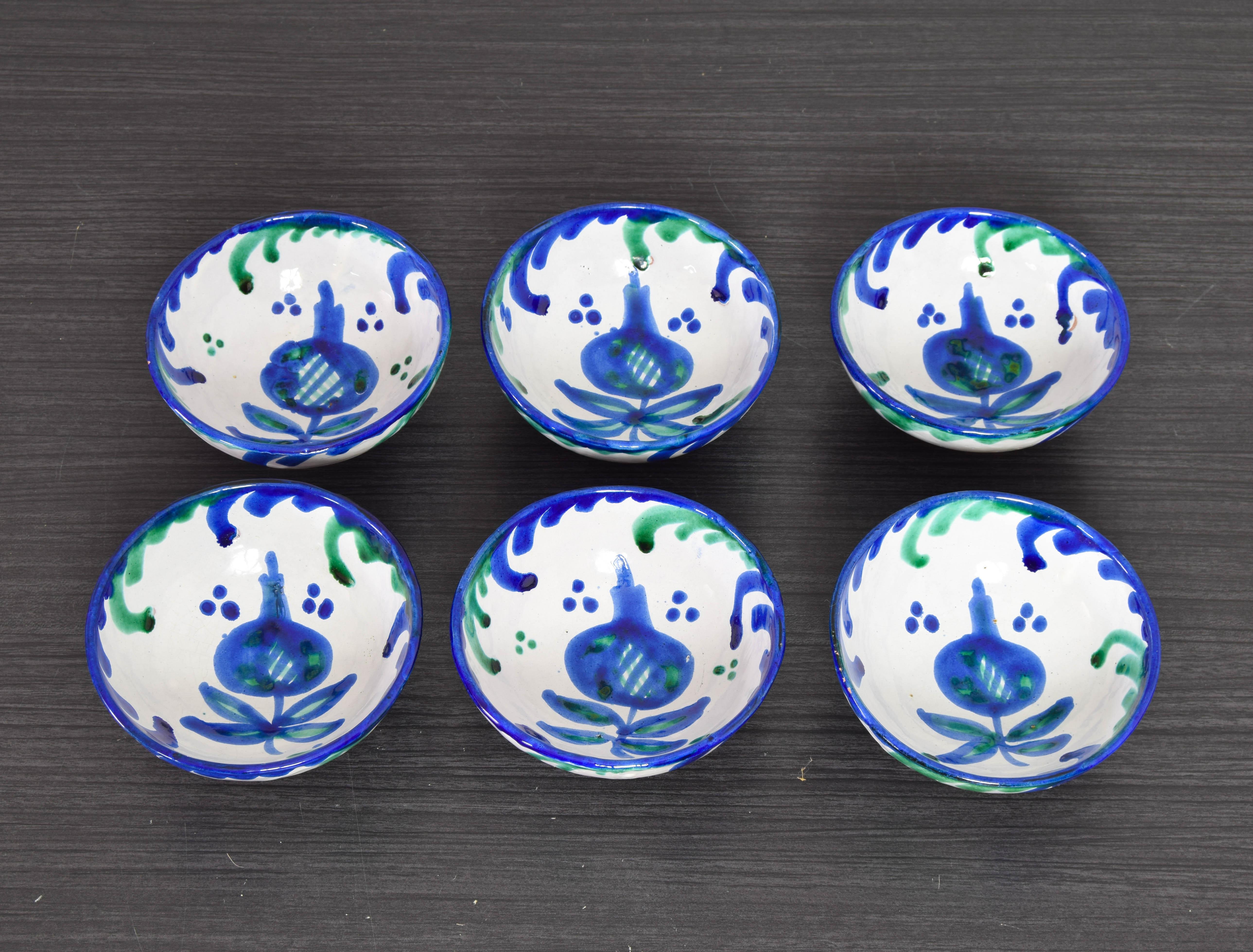 Fajalauza Handmade Set of Terracotta Ceramic Bowls, Granada Spain XX For Sale 2