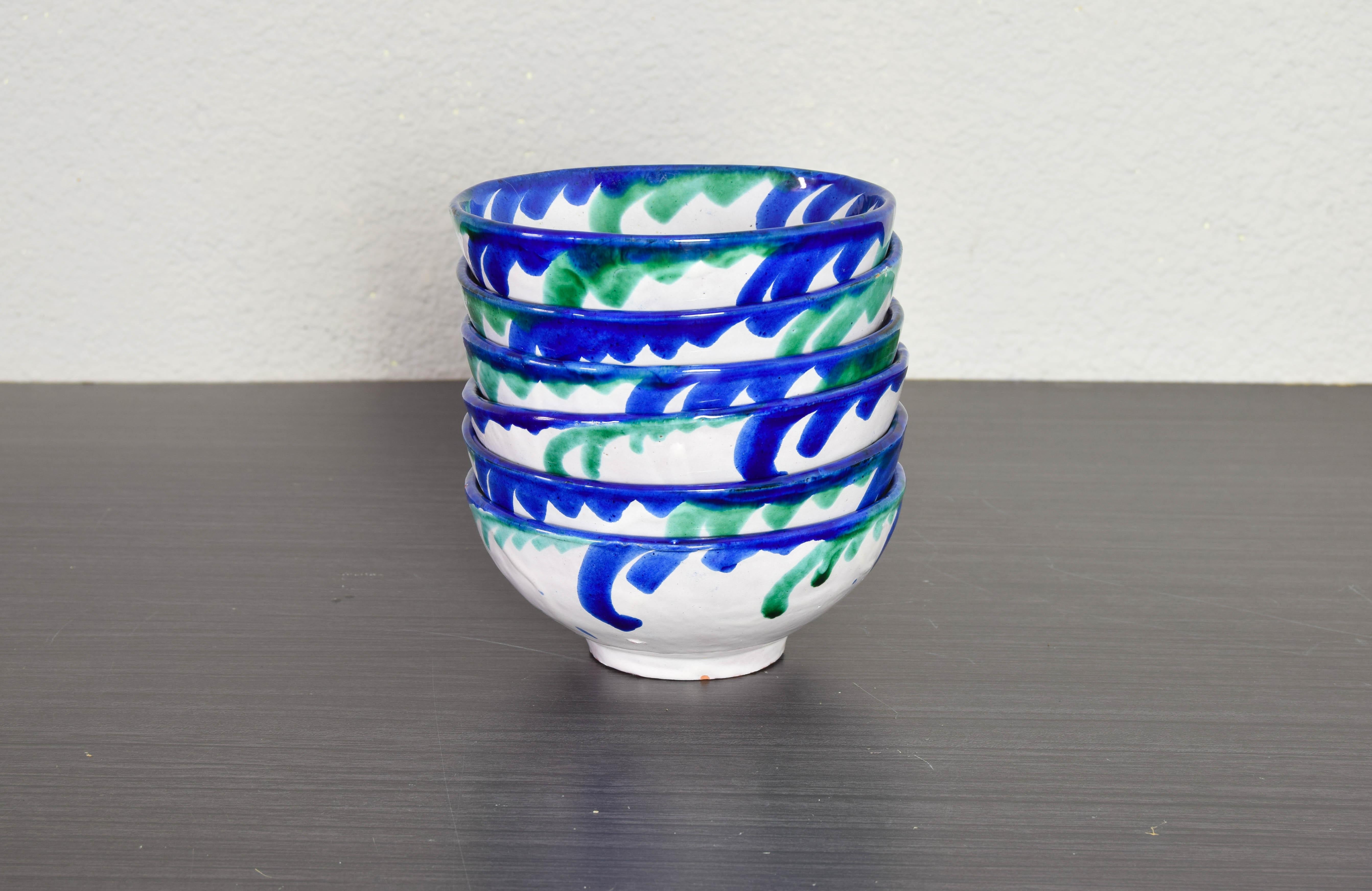 Fajalauza Handmade Set of Terracotta Ceramic Bowls, Granada Spain XX For Sale 3