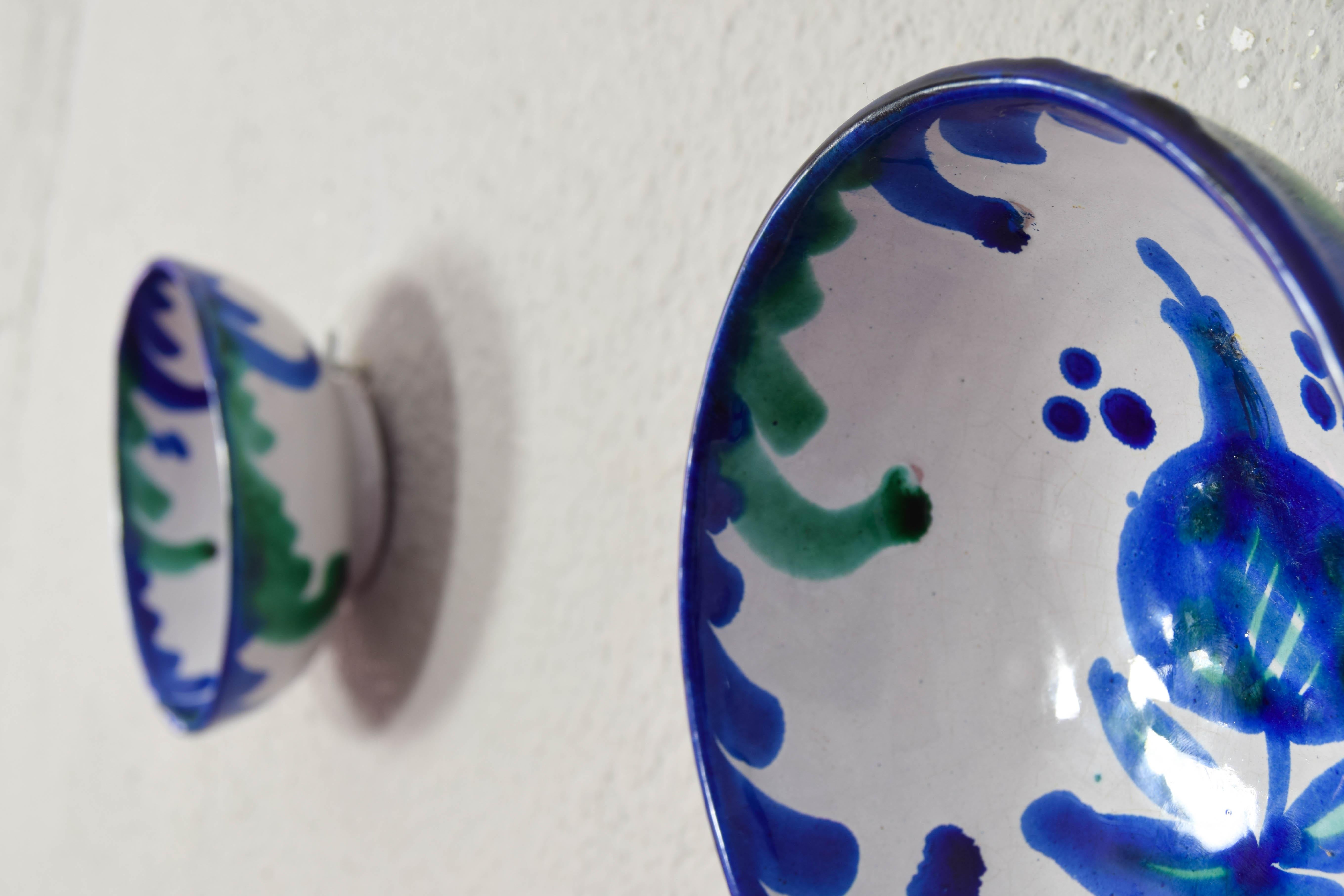 Folk Art Fajalauza Handmade Set of Terracotta Ceramic Bowls, Granada Spain XX For Sale