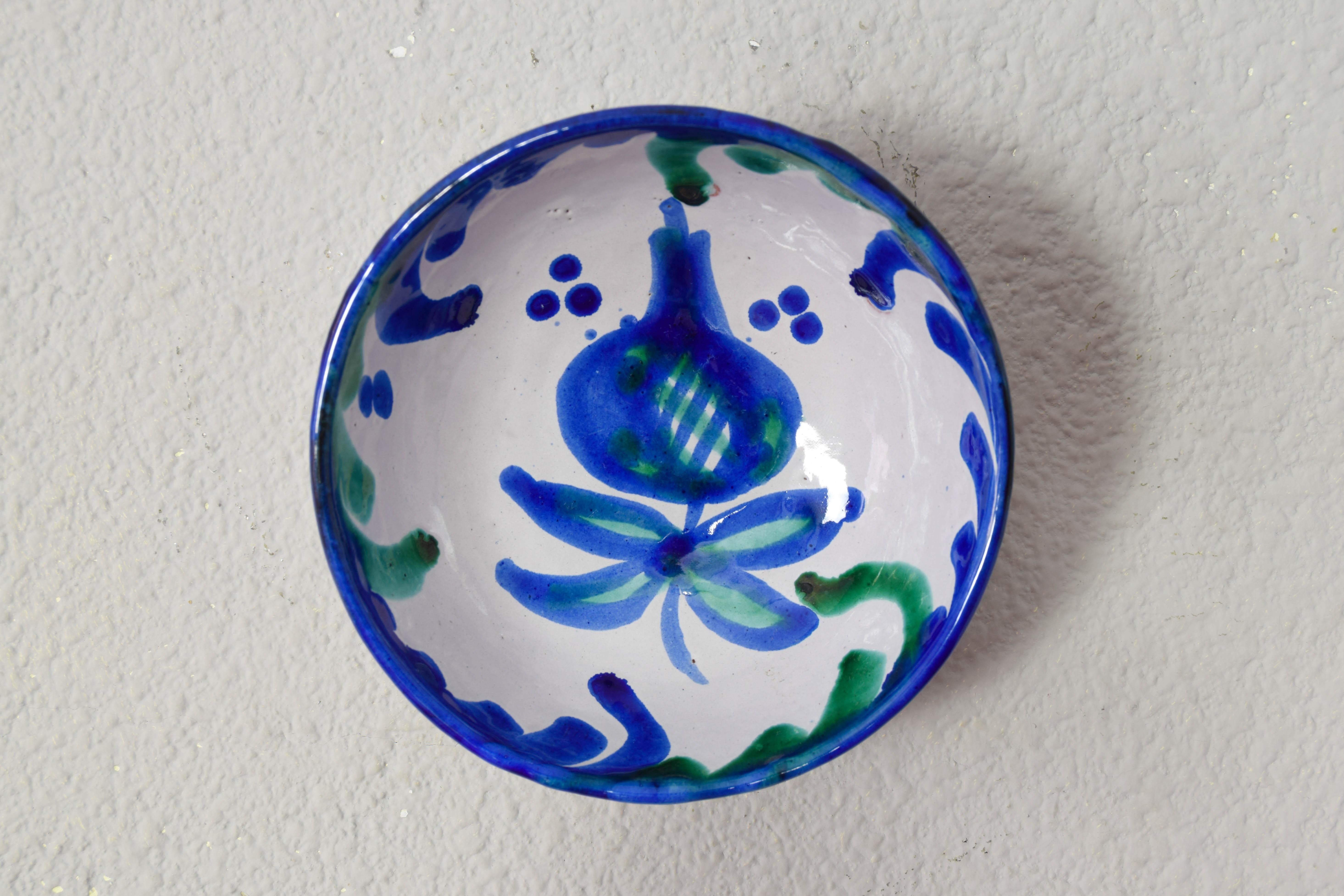 Spanish Fajalauza Handmade Set of Terracotta Ceramic Bowls, Granada Spain XX For Sale