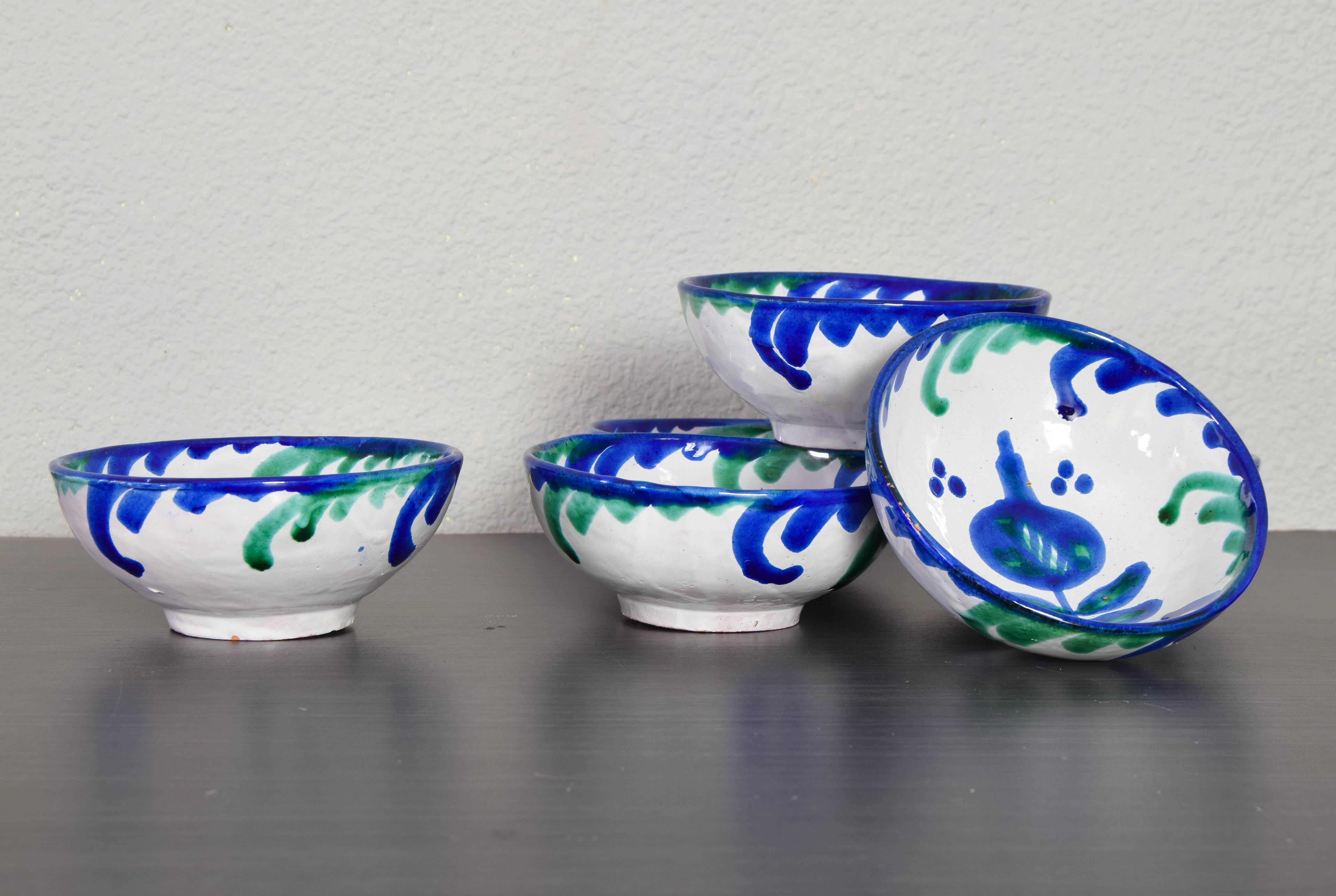Fajalauza Handmade Set of Terracotta Ceramic Bowls, Granada Spain XX In Good Condition For Sale In Escalona, Toledo