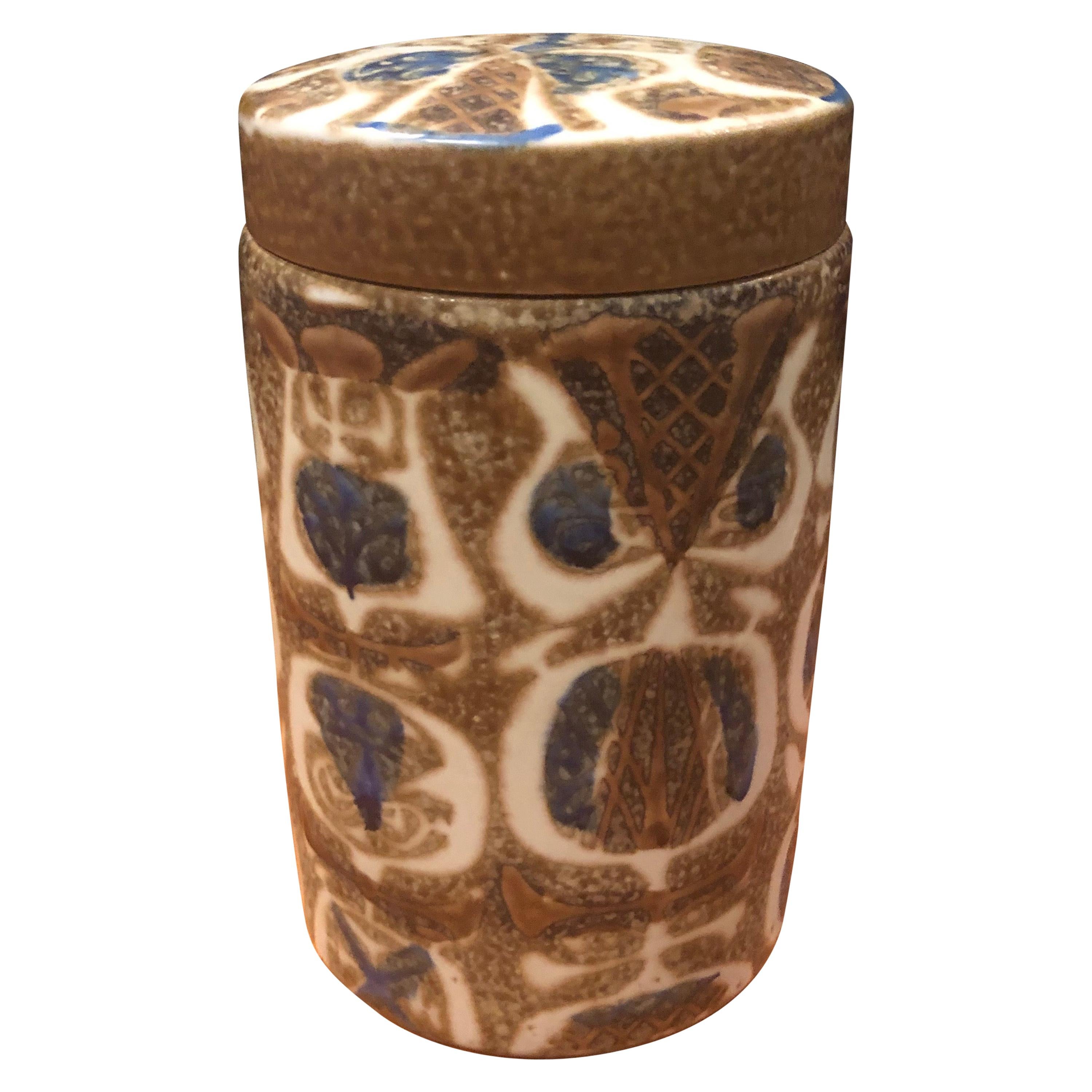 Fajance Ceramic Lidded Jar / Humidor by Nils Thorsson for Royal Copenhagen For Sale