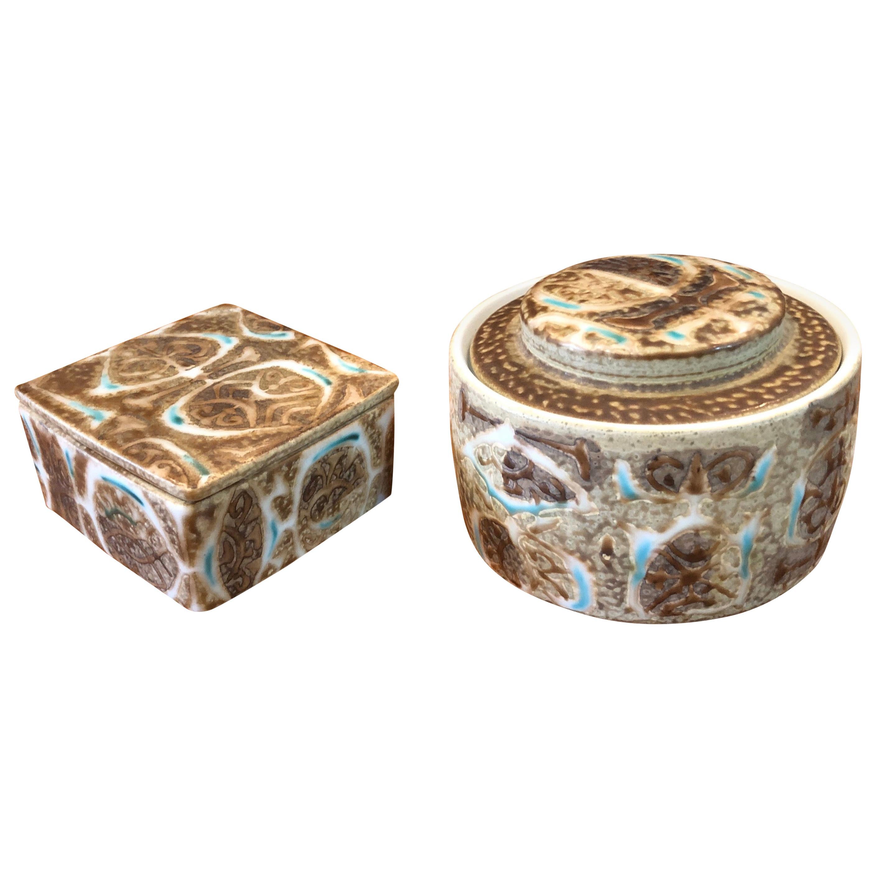 Fajance Lidded Box and Jar by Nils Thorsson for Royal Copenhagen For Sale