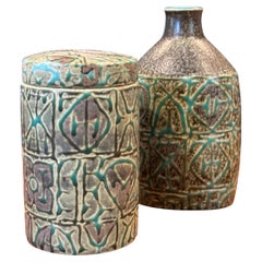 Vintage Fajance Lidded Box / Canister and Vase by Nils Thorsson for Royal Copenhagen