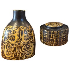 Fajance Lidded Vase & Jar by Nils Thorsson for Royal Copenhagen
