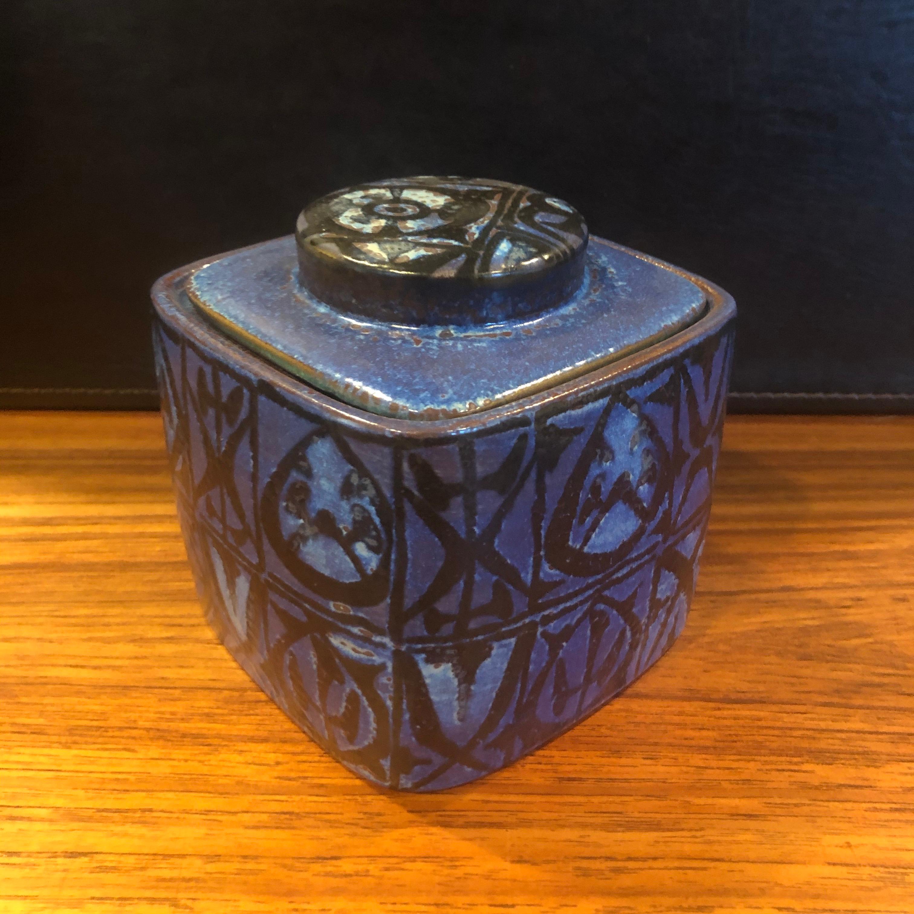 Mid-Century Modern Fajance Vase, Lidded Box and Humidor Set by Nils Thorsson for Royal Copenhagen